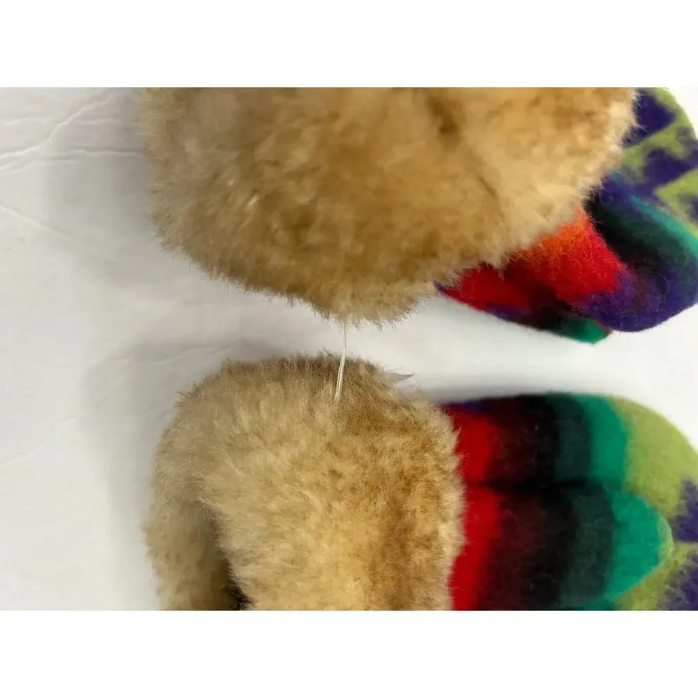 Unbranded Wool Mittens Unisex Large Multicolor Good Faux Fur Trim Striped Winter